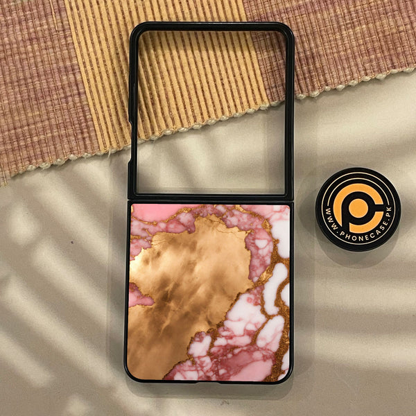 Samsung Galaxy Z Flip 8 - Pink Marble 2.0 Design 7 - Premium Metal Printed Soft Bumper Shock Proof Case