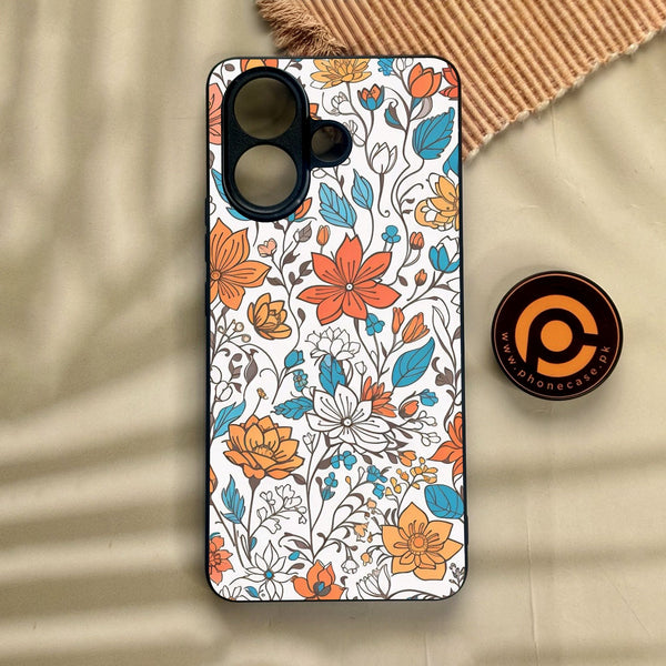 Vivo V60 Lite  - Floral Series Design 9 - Premium Metal Printed Soft Bumper Shock Proof Case