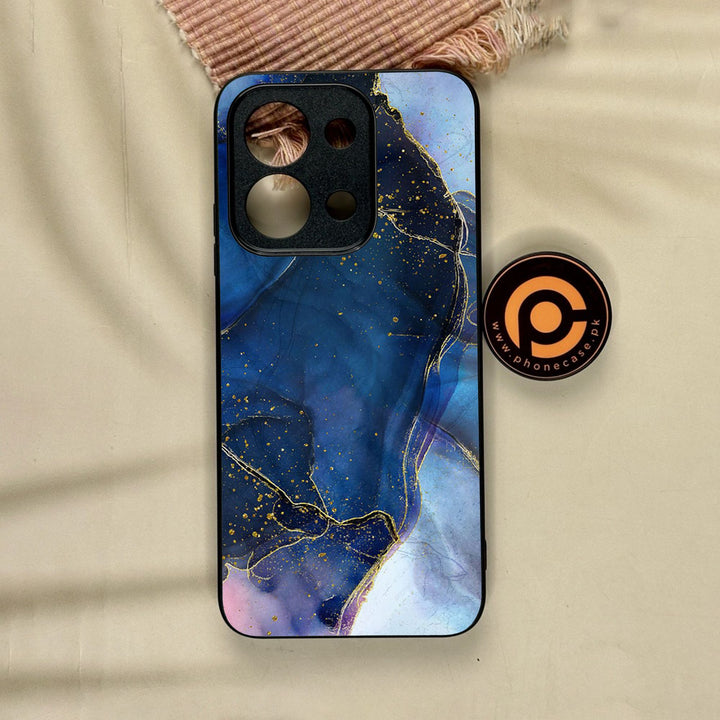 Xiaomi Poco C85 - Blue Marble Design 7 - Premium Metal Printed Soft Bumper Shock Proof Case