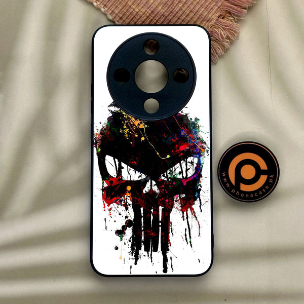 Honor x9d - Punisher Skull Design - Premium Metal Printed Soft Bumper Shock Proof Case