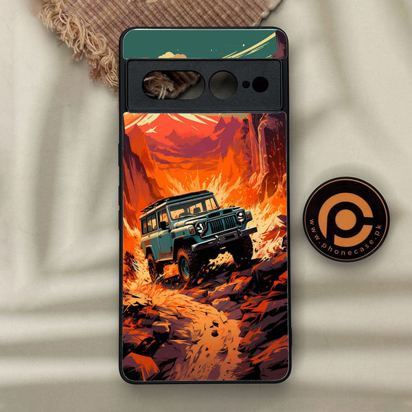 Google Pixel 7 Pro - Jeep Offroad - Premium Metal Printed Soft Bumper Shock Proof Case