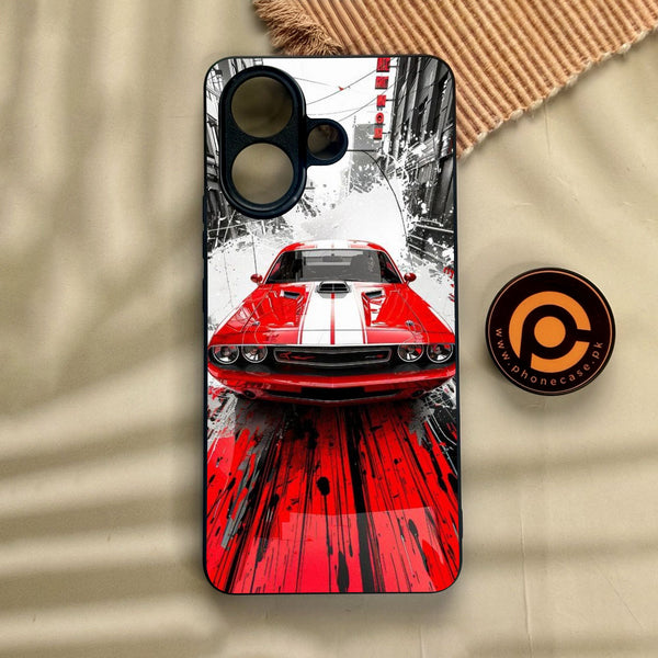 Vivo V60 Lite  - Red Muscle Car Thrill - Premium Metal Printed Soft Bumper Shock Proof Case