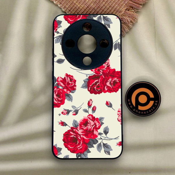 Honor x9d - Floral Series Design 8 - Premium Metal Printed Soft Bumper Shock Proof Case