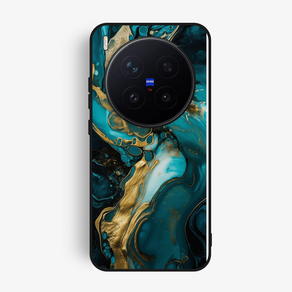 Vivo X300 Pro - Liquid Marble Design 3 - Premium Metal Printed Soft Bumper Shock Proof Case