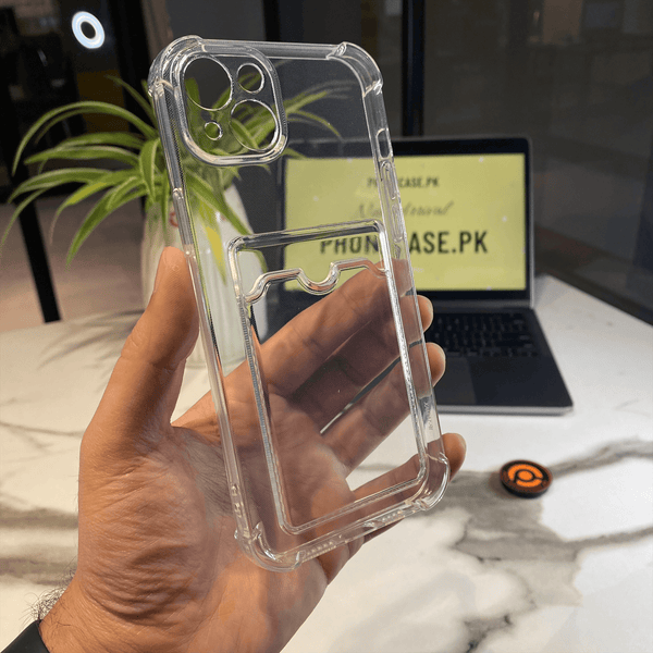iPhone 15 Wallet Card Holder Transparent Slot ShockProof Case