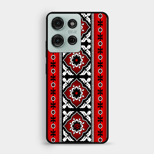 Motorola Moto G75 - Ajrak Design 1 - Premium Metal Printed Soft Bumper Shock Proof Case