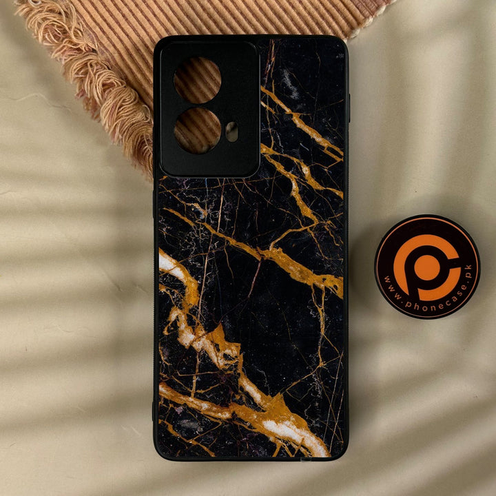 Motorola Edge 2024 - Golden Black Marble - Premium Metal Printed Soft Bumper Shock Proof Case