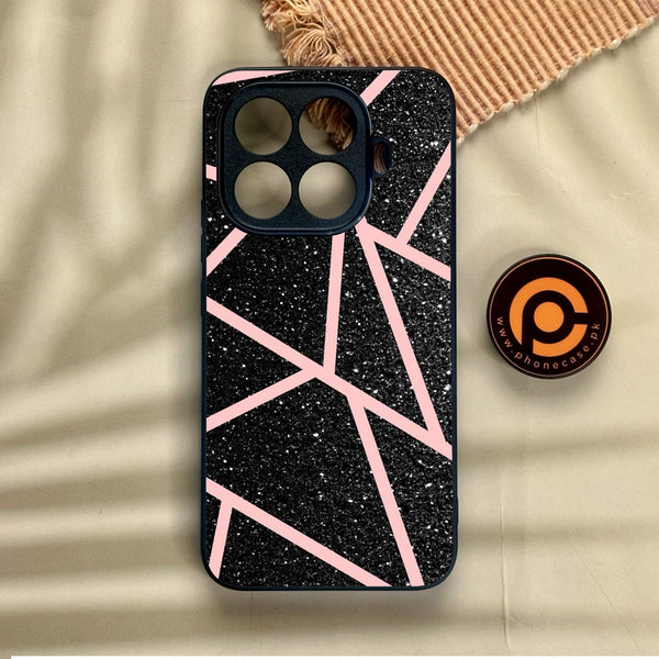 Xiaomi 15T Pro - Black Sparkle Glitter With Rosegold - Premium Metal Printed Soft Bumper Shock Proof Case