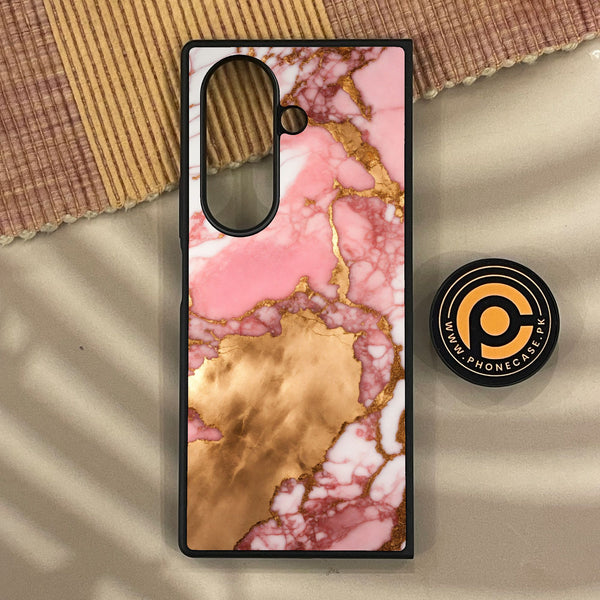 Samsung Galaxy Z Fold 8 - Pink Marble 2.0 Design 7 - Premium Metal Printed Soft Bumper Shock Proof Case