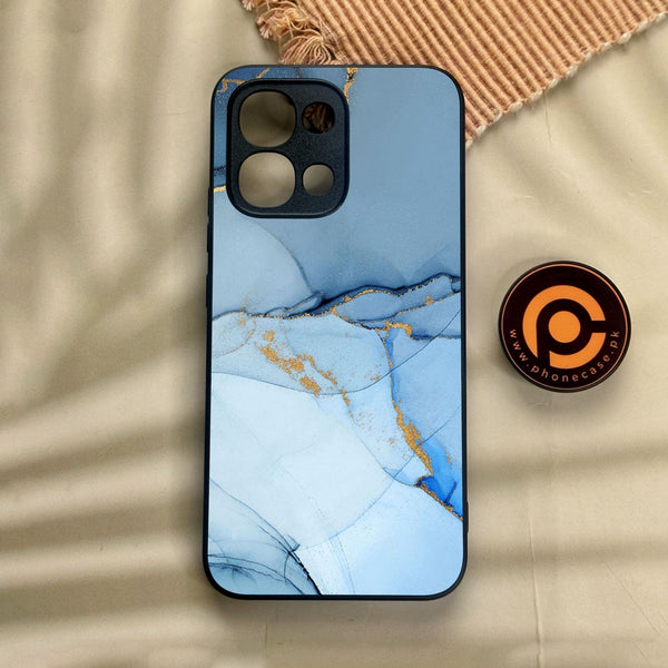 Oppo A6 Pro - Blue Marble Design 8 - Premium Metal Printed Soft Bumper Shock Proof Case