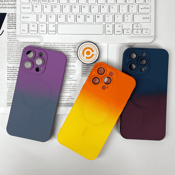 iPhone 13 Pro Max Color Fusion Magsafe Supported Liquid Silicon Case With Built-in Camera Lens