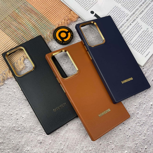 Galaxy S22 Ultra Premium Dual layer Leather Feel Electroplated Case