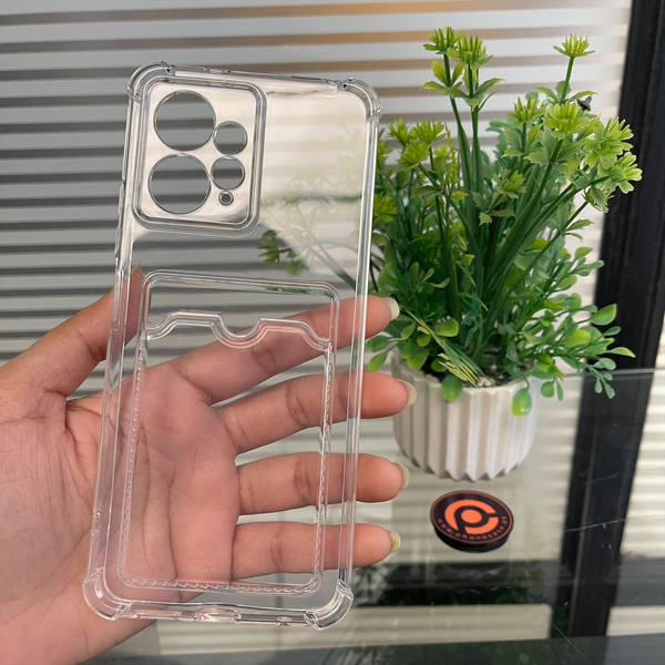 Xiaomi Redmi Note 12 Wallet Card Holder Transparent Slot ShockProof Case