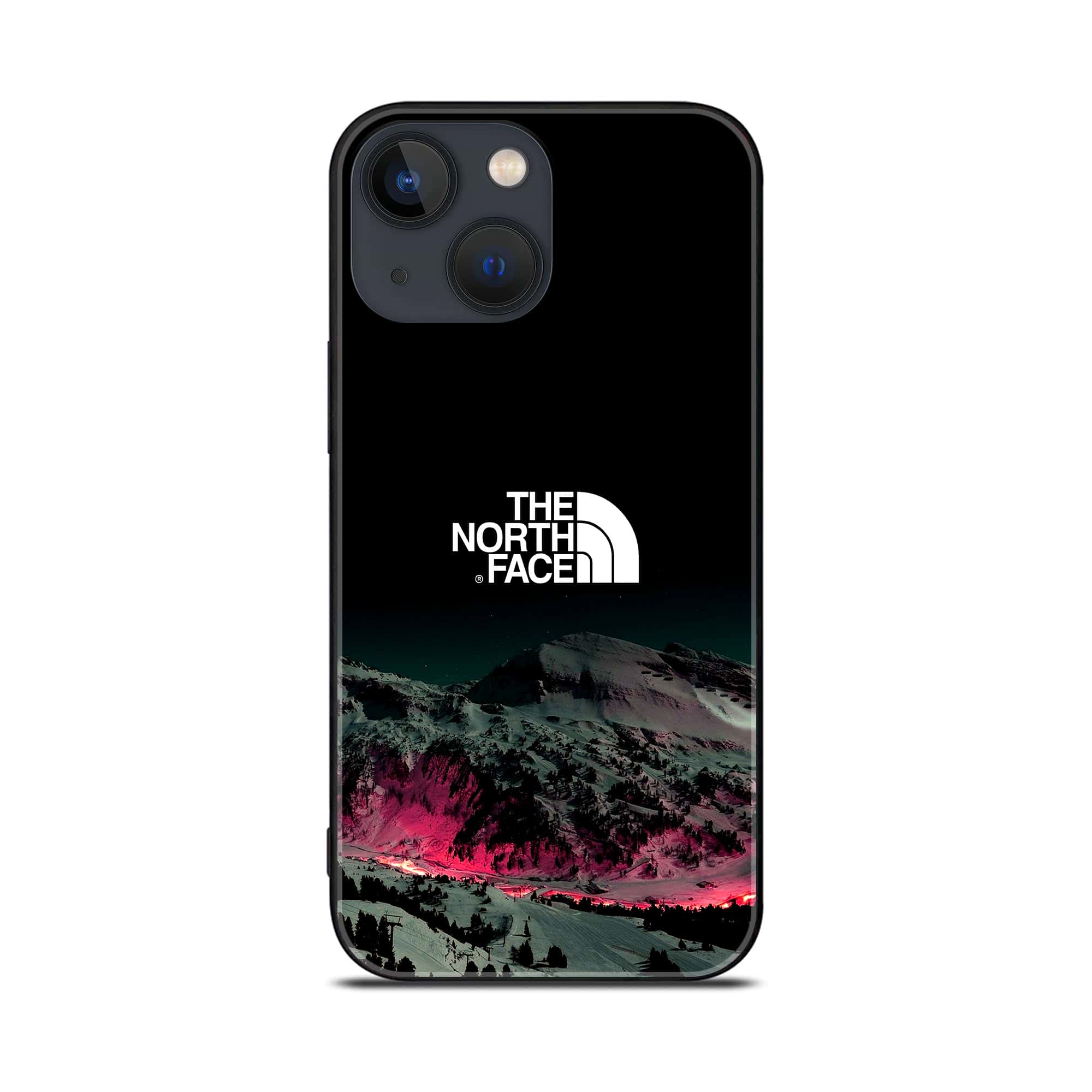 iPhone 14 Plus- The North Face Series - Premium Printed Glass soft Bumper shock Proof Case