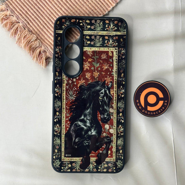 Itel S25 - Persian Calligraphy Art 26 - Royal Black Horse - Premium Metal Printed Soft Bumper Shock Proof Case CS-43445