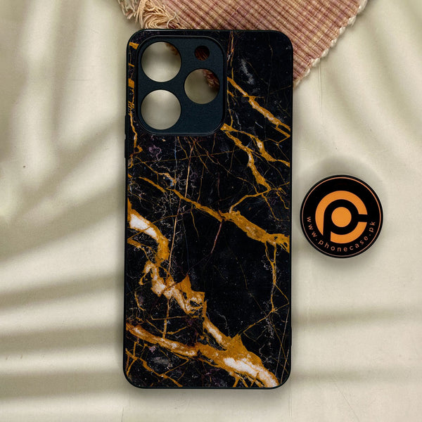 Realme Note 70 - Golden Black Marble - Premium Metal Printed Soft Bumper Shock Proof Case