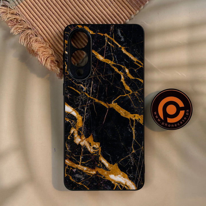 Galaxy S25 Edge - Golden Black Marble - Premium Metal Printed Soft Bumper Shock Proof Case