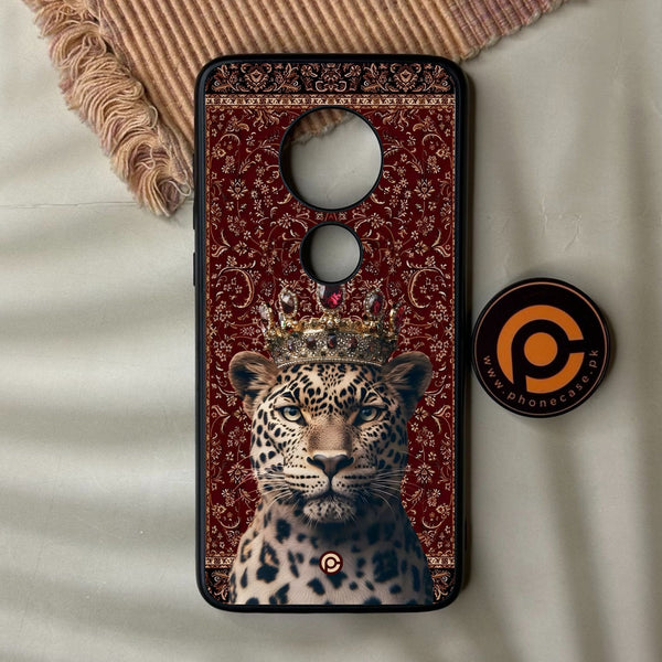 Motorola Moto G7 Plus - Leopard - Premium Metal Printed Soft Bumper Shock Proof Case