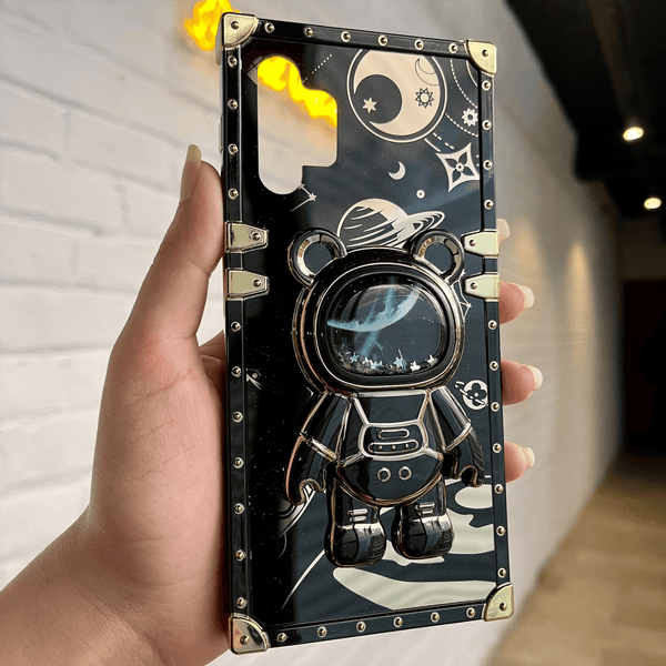Galaxy A13 Luxury Space Bear Case With Hidden Folding Stand Case