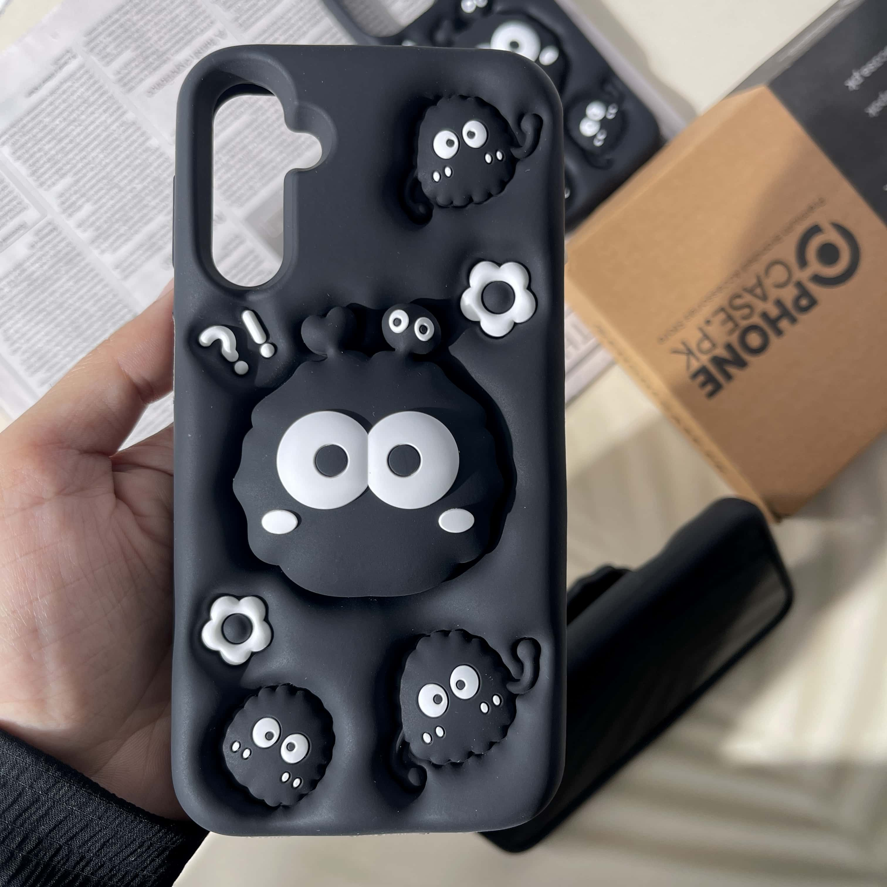 Galaxy A25 Cute 3D Soot Sprites Case with Pop-Socket Kickstand