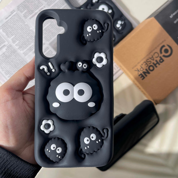 Galaxy A24 Cute 3D Soot Sprites Case with Pop-Socket Kickstand