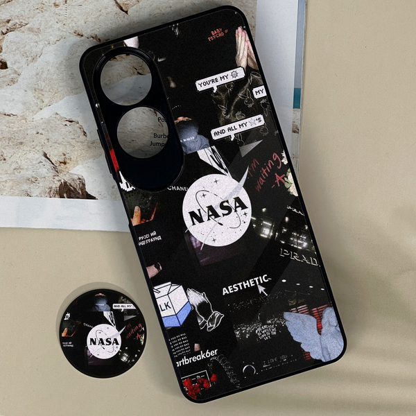 Oppo A60 - NASA series design 8  -  Premium Printed Metal soft Bumper shock Proof Case + with pop socket   CS-32846