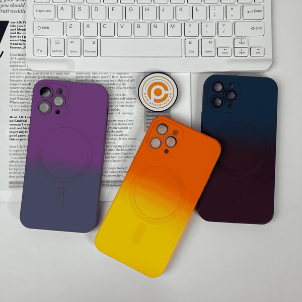 iPhone 11 Pro Max Color Fusion Magsafe Supported Liquid Silicon Case With Built-in Camera Lens