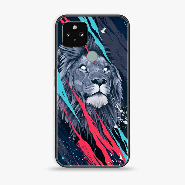 Google Pixel 5 - Abstract Animated Lion - Premium Printed Glass soft Bumper Shock Proof Case