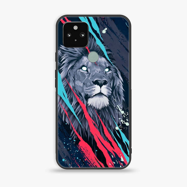 Google Pixel 5 - Abstract Animated Lion - Premium Metal Printed soft Bumper Shock Proof Case