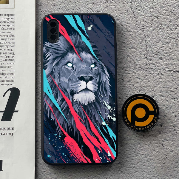 iPhone XS Max - Abstract Animated Lion - Premium Metal Printed soft Bumper shock Proof Case