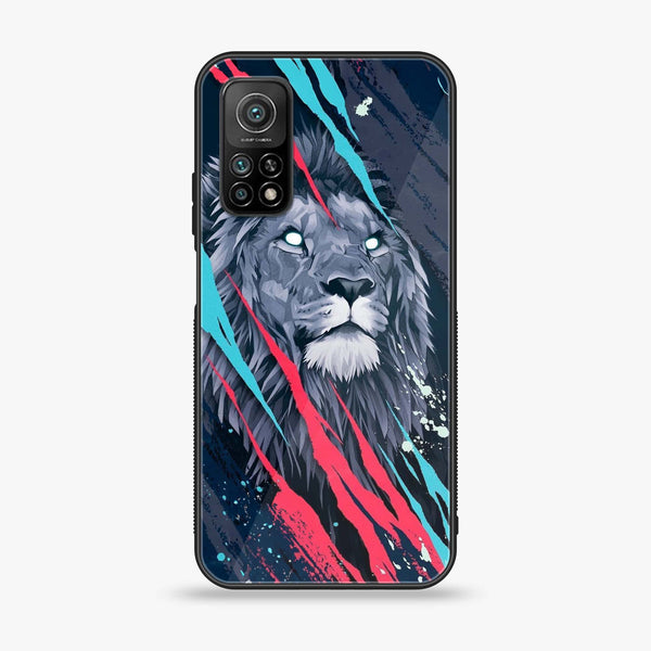 Xiaomi Mi 10T - Abstract Animated Lion - Premium Printed Glass soft Bumper Shock Proof Case