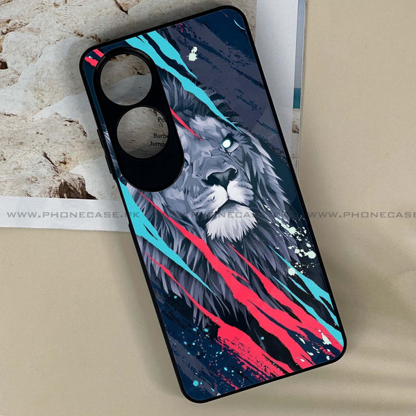 Oppo A60 - Abstract Animated Lion -  Premium Printed Metal soft Bumper shock Proof Case