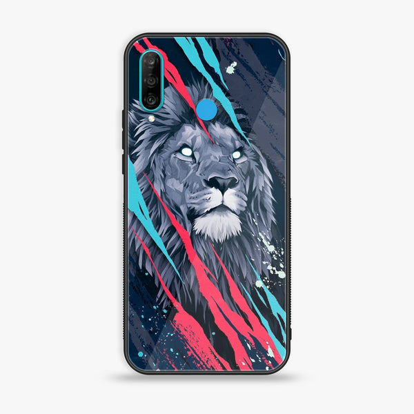 Huawei P30 lite- Abstract Animated Lion - Premium Printed Glass soft Bumper Shock Proof Case