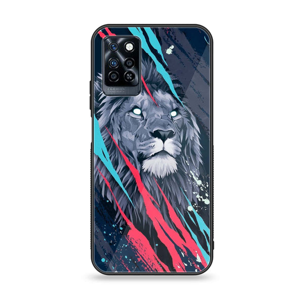Infinix Note 10 Pro - Abstract Animated Lion - Premium Printed Glass soft Bumper Shock Proof Case