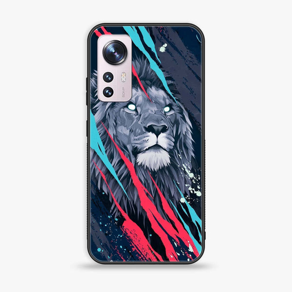 Xiaomi 12 Pro - Abstract Animated Lion -  Premium Printed Metal soft Bumper shock Proof Case