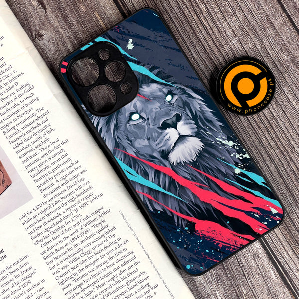 Xiaomi Redmi 12 - Abstract Animated Lion - Premium Printed Glass soft Bumper Shock Proof Case