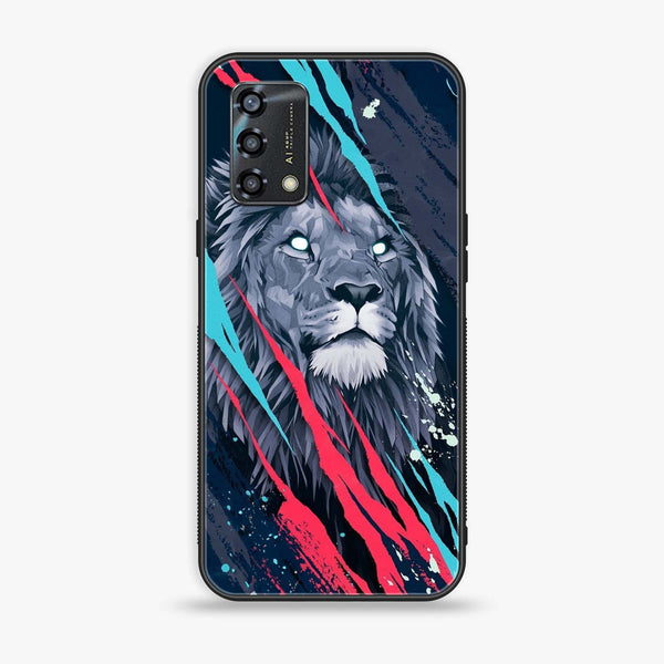 Oppo A95 - Abstract Animated Lion - Premium Printed Glass soft Bumper Shock Proof Case