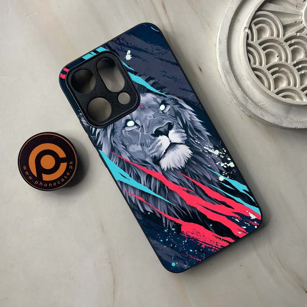 Oppo Reno 14 5G - Abstract Animated Lion - Premium Metal Printed soft Bumper shock Proof Case