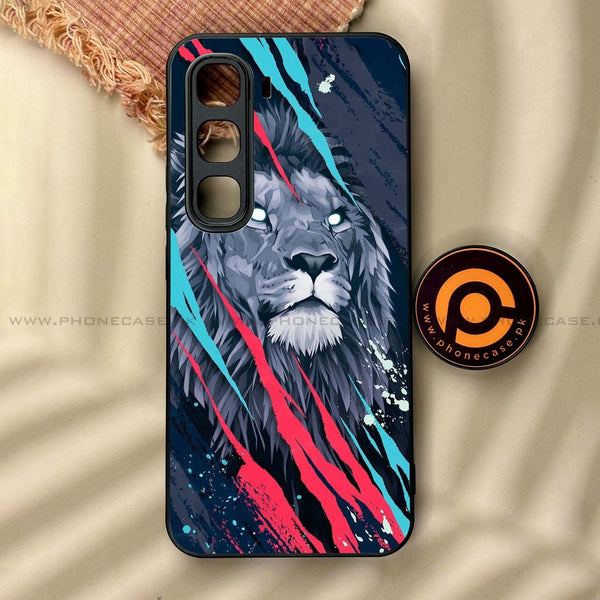 Infinix Hot 60 Pro - Abstract Animated Lion - Premium Metal Printed soft Bumper shock Proof Case