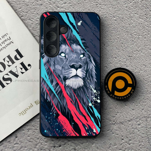 Samsung Galaxy S25 - Abstract Animated Lion - Premium Printed Glass soft Bumper Shock Proof Case