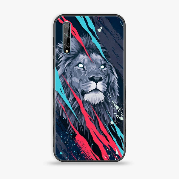 Huawei Y8p - Abstract Animated Lion - Premium Printed Glass soft Bumper Shock Proof Case