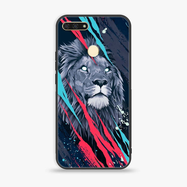 Honor 7A - Abstract Animated Lion - Premium Printed Glass soft Bumper Shock Proof Case