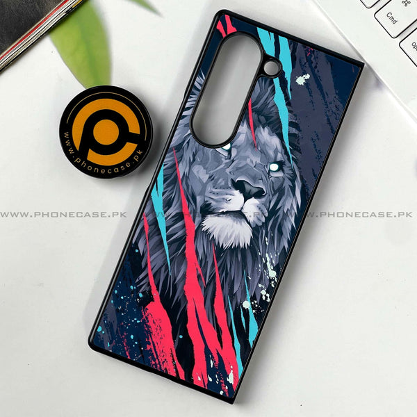 Samsung Galaxy Z Fold 6 - Abstract Animated Lion -  Premium Printed Metal soft Bumper shock Proof Case