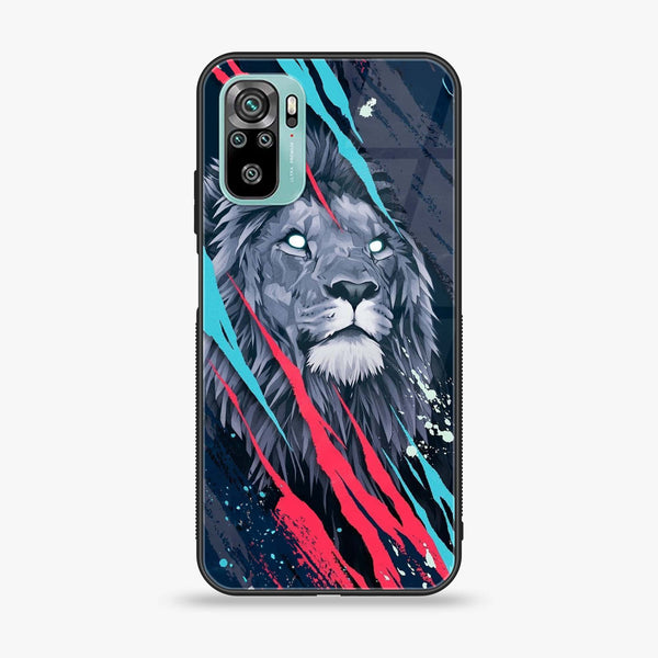 Xiaomi Redmi Note 10 - Abstract Animated Lion - Premium Printed Glass soft Bumper shock Proof Case