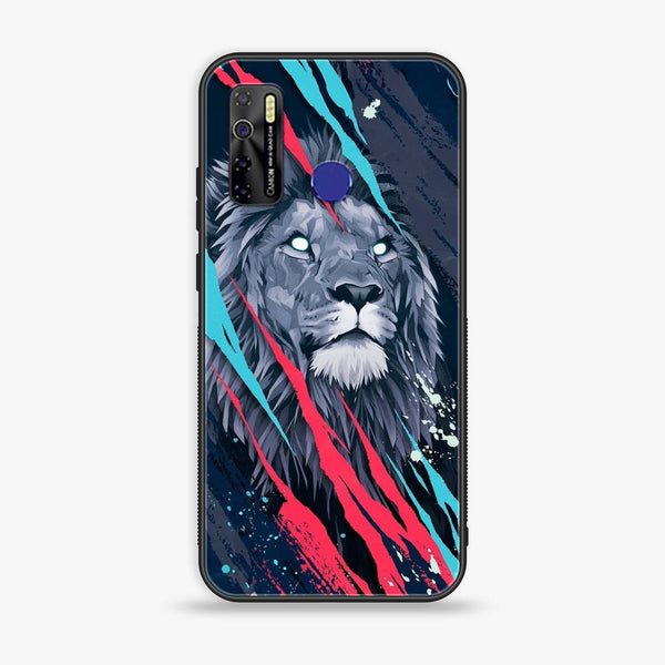Tecno Camon 15 - Abstract Animated Lion - Premium Printed Glass soft Bumper shock Proof Case