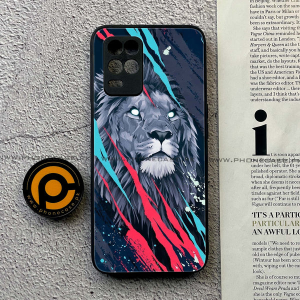 Realme Narzo 30 5G - Abstract Animated Lion -  Premium Printed Metal soft Bumper shock Proof Case