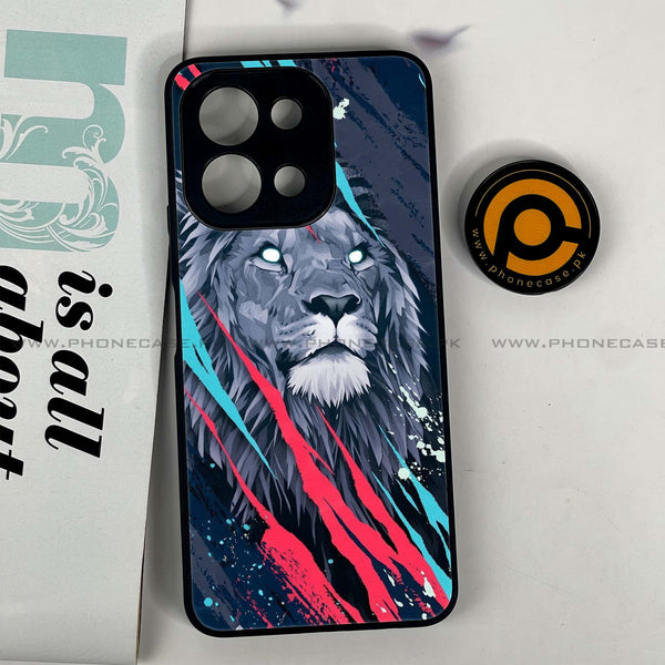 Vivo Y28 - Abstract Animated Lion - Premium Printed Glass soft Bumper shock Proof Case