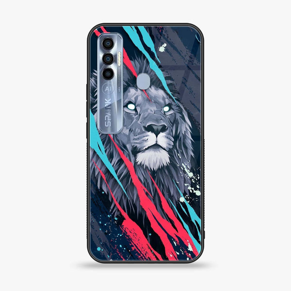 Tecno Spark 7 Pro - Abstract Animated Lion - Premium Printed Glass soft Bumper Shock Proof Case