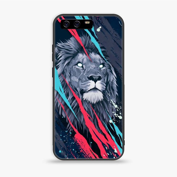 Huawei P10 - Abstract Animated Lion - Premium Printed Glass soft Bumper Shock Proof Case