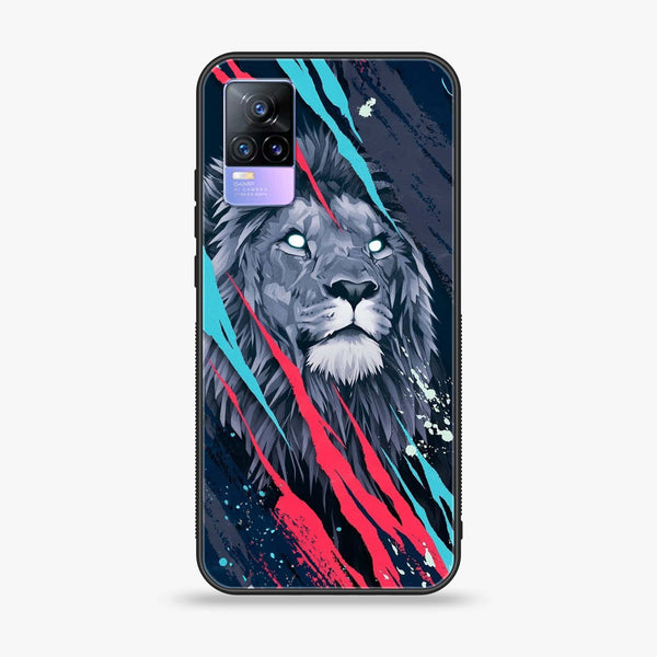 Vivo V21e - Abstract Animated Lion - Premium Printed Glass soft Bumper Shock Proof Case